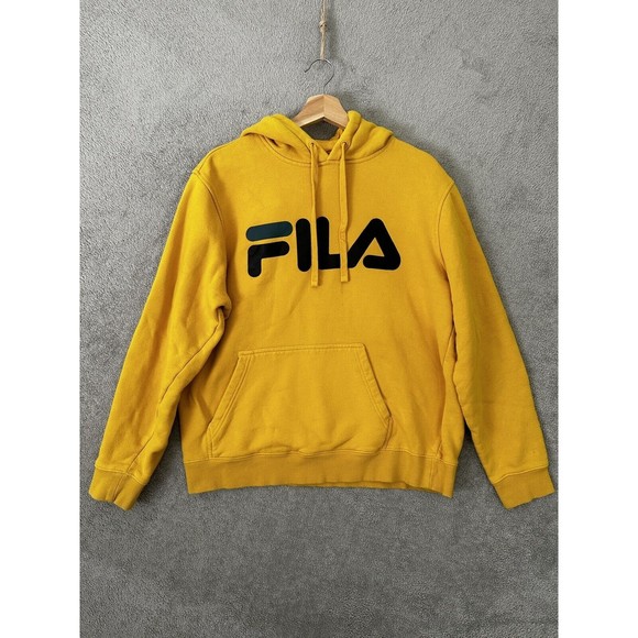 Fila Sweatshirt Men's Large Yellow Hoodie Sweater Pullover Logo * Authentic - Picture 1 of 6